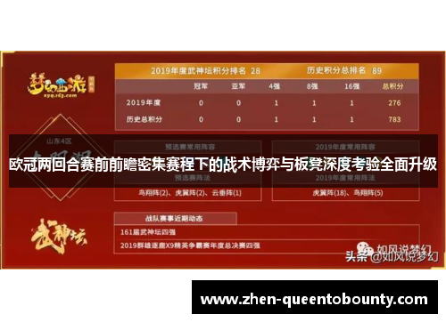 欧冠两回合赛前前瞻密集赛程下的战术博弈与板凳深度考验全面升级